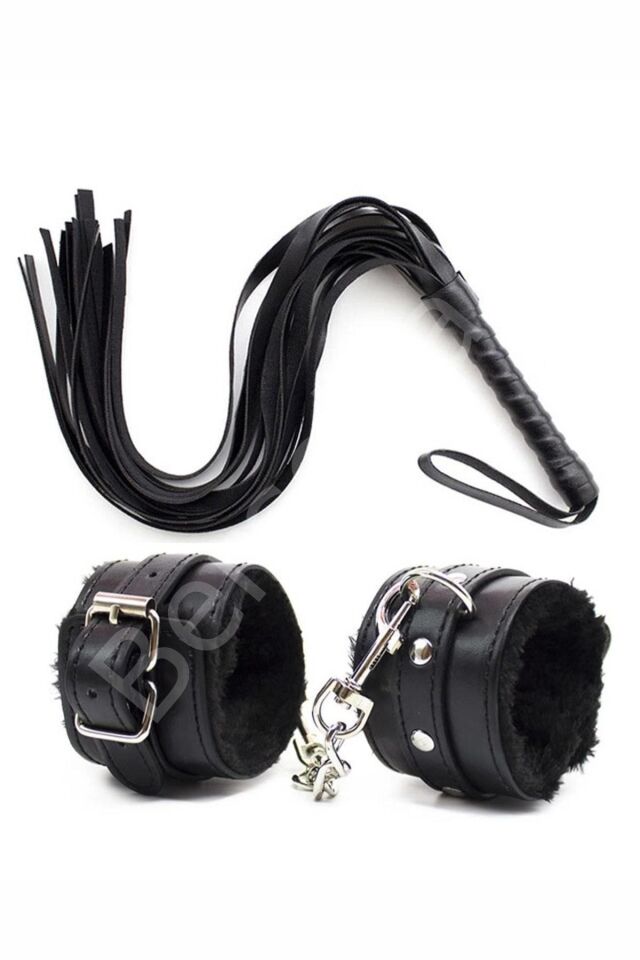 Deri Bileklik Ve Kırbaç Harness 2 Li Set 014