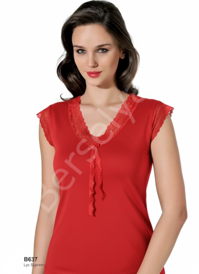 Şahinler Dantelli Taşlı Yarım Kol Atlet B637