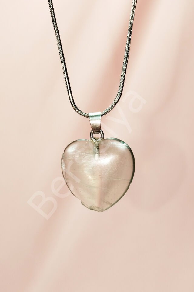 Florit Doğal Taşı Zincirli El Yapımı Kolye Uç: 2 cm Zincir: 20 cm Kutulu