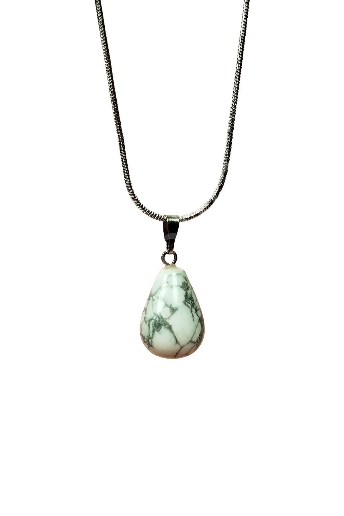 Havlit Doğal Taşı Zincirli El Yapımı Kolye Uç: 2 cm Zincir: 20 cm Kutulu