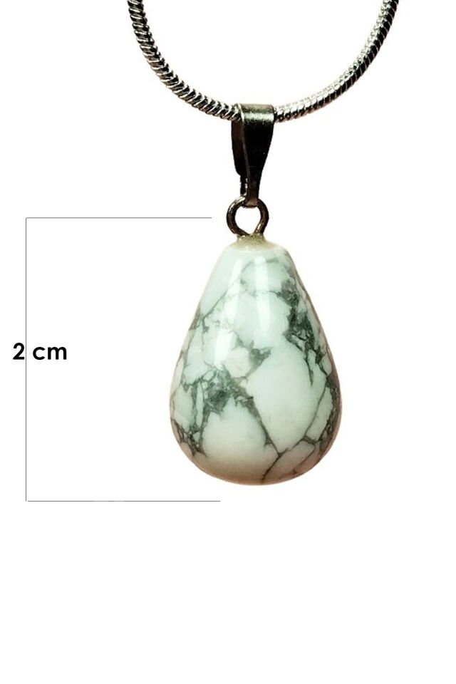 Havlit Doğal Taşı Zincirli El Yapımı Kolye Uç: 2 cm Zincir: 20 cm Kutulu