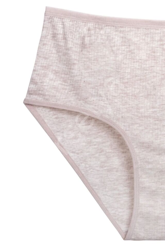 4'lü Yeni Seri Renkli Yüksek Bel Fitilli Ribana Bato Külot Pudra Gri Turquaz