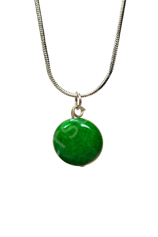 Zümrüt Doğal Taşı Zincirli El Yapımı Kolye Uç: 1,5 cm Zincir: 20 cm Kutulu