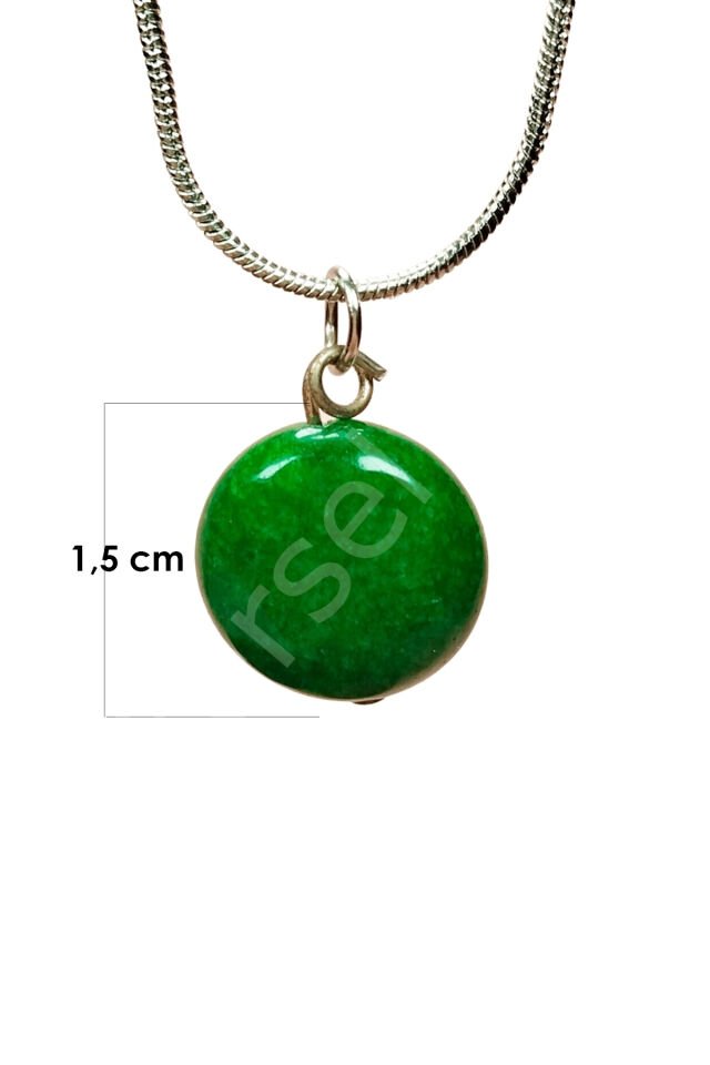 Zümrüt Doğal Taşı Zincirli El Yapımı Kolye Uç: 1,5 cm Zincir: 20 cm Kutulu