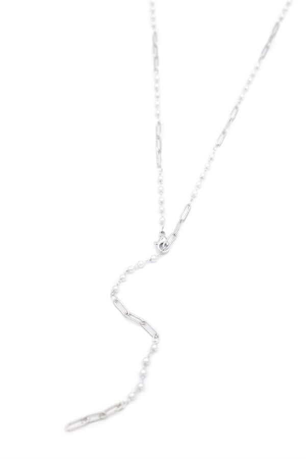 İncili Y Kolye - Gümüş