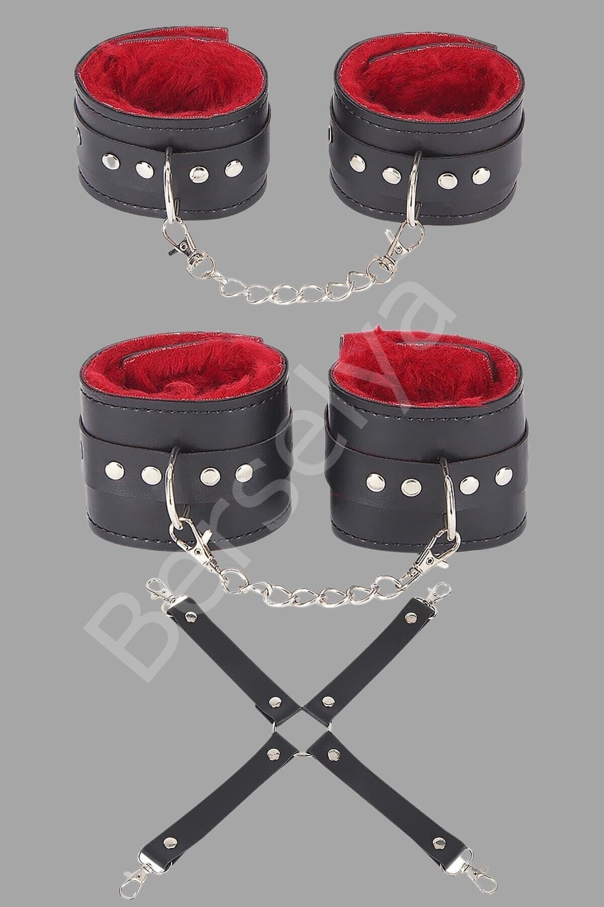 Siyah Kırmızı Harness Fantezi Aksesuar Suni Deri 700529