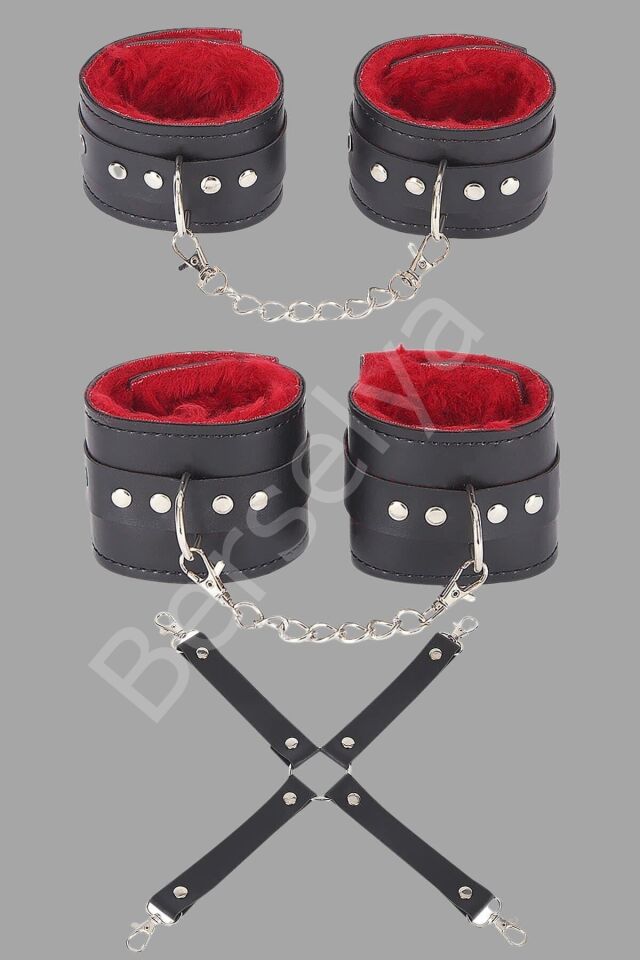 Siyah Kırmızı Harness Fantezi Aksesuar Suni Deri 700529