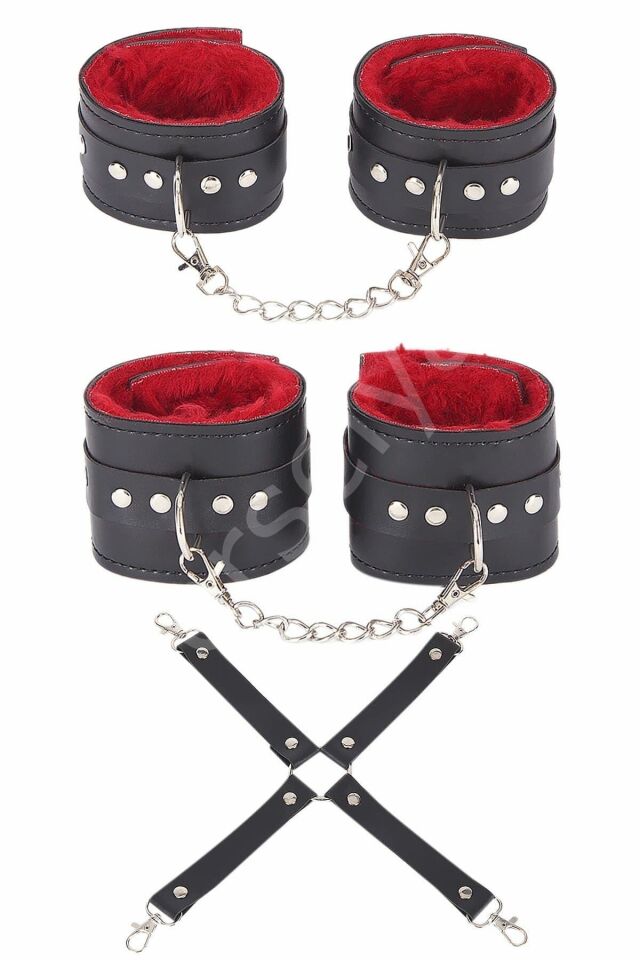 Siyah Kırmızı Harness Fantezi Aksesuar Suni Deri 700529