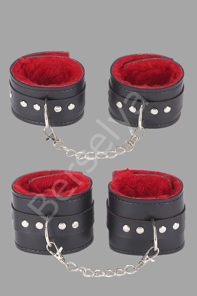 Siyah Kırmızı Harness Fantezi Aksesuar Suni Deri 2 Li Set 700535