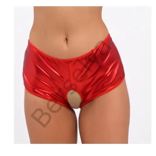 Fantezi Kırmızı Özel Bölgeleri Açık Parlak Külot