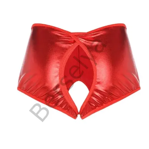 Fantezi Kırmızı Özel Bölgeleri Açık Parlak Külot