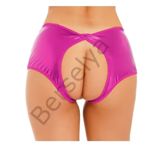 Fantezi Pembe Özel Bölgeleri Açık Parlak Külot