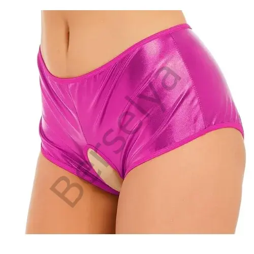 Fantezi Pembe Özel Bölgeleri Açık Parlak Külot