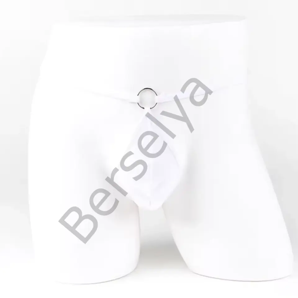 Fantezi Beyaz Transparan Halkalı Tül Erkek String Seksi Erkek İç Çamaşırı