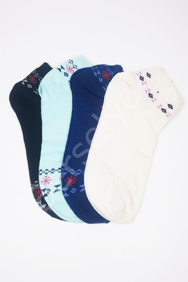 Kadın Bilek Çorap Yazlık Pamuklu Yumuşak Düz Renk 4 Çift