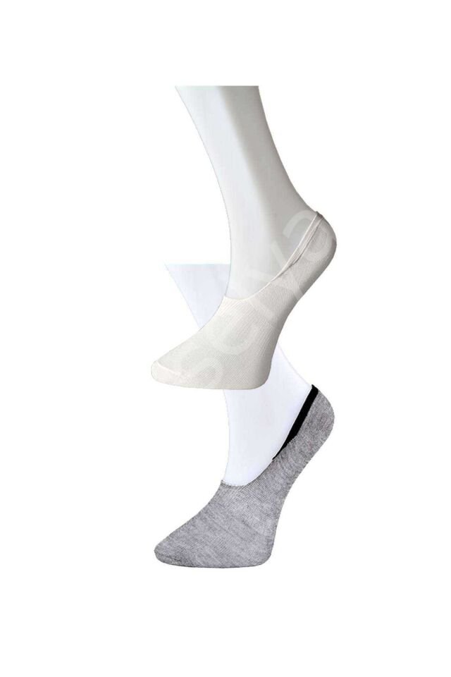 Gri Ve Beyaz Kadın Babet Çorap 6 Çift