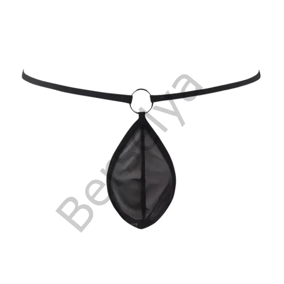 Fantezi Siyah Transparan Halkalı Tül Erkek String Seksi Erkek İç Çamaşırı