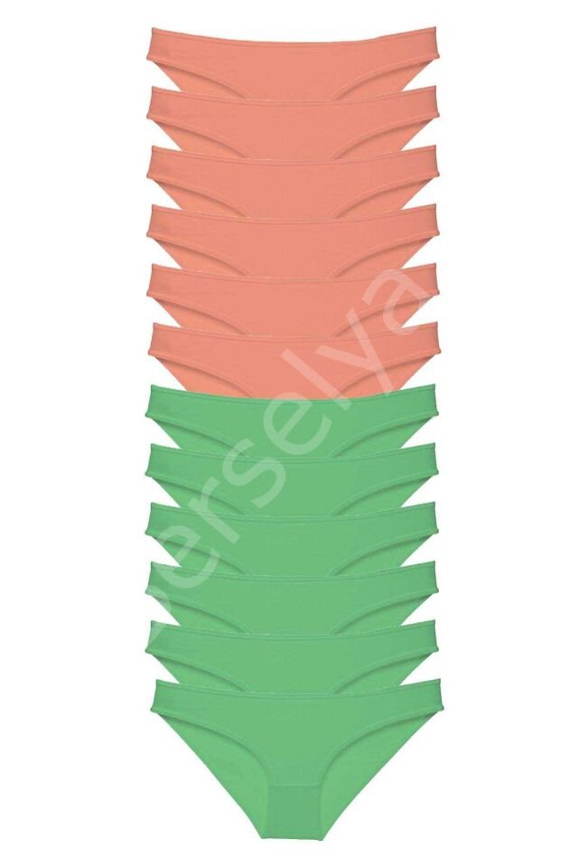 12 Adet Eko Set Likralı Kadın Slip Külot Pudra Yeşil