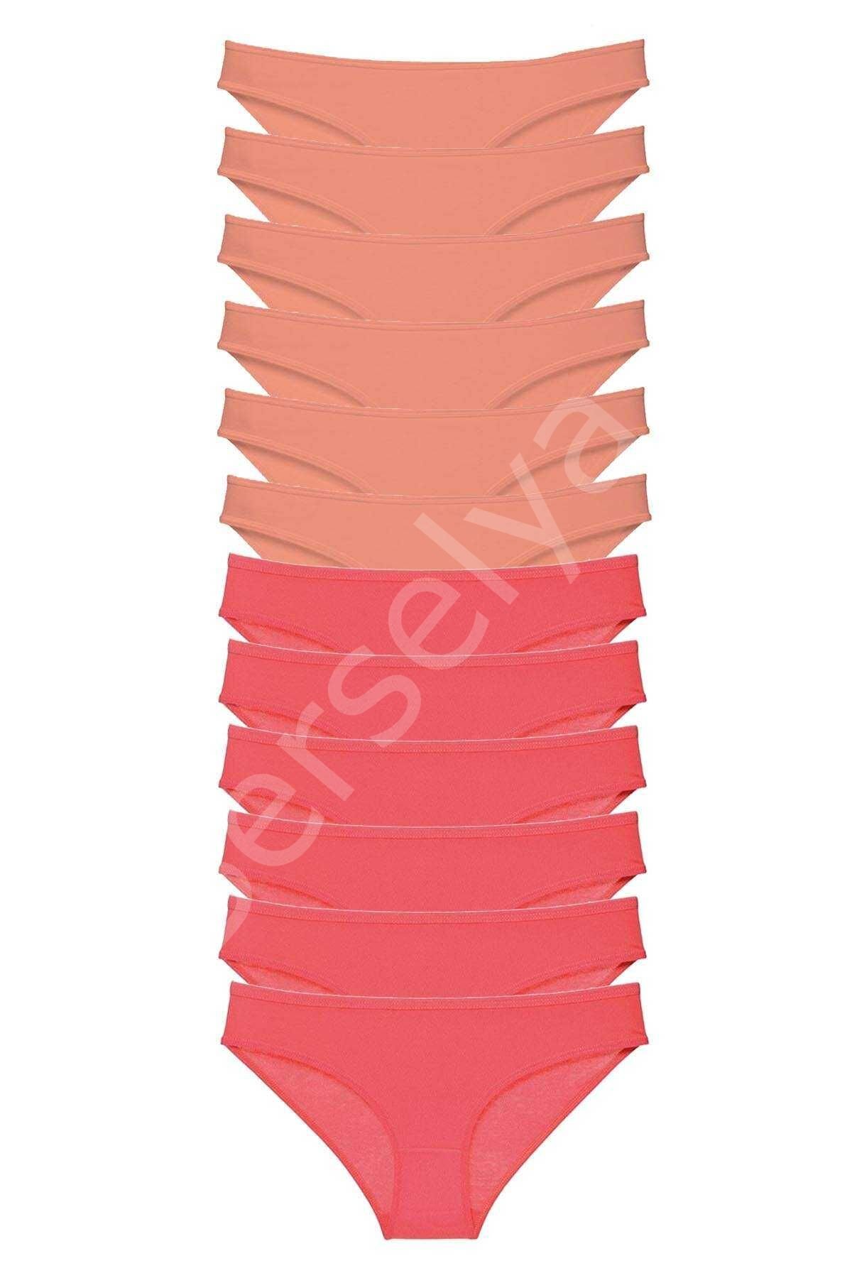 12 Adet Eko Set Likralı Kadın Slip Külot Pudra Fuşya