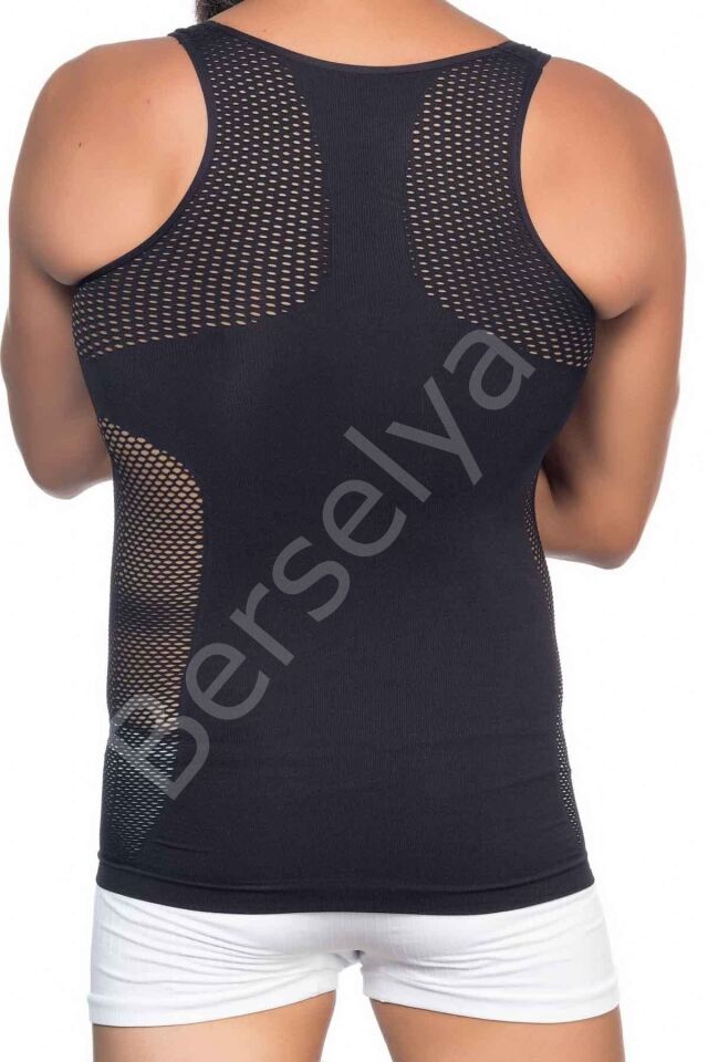 Siyah Mı Emay E1006 Fileli Erkek Korse Atlet