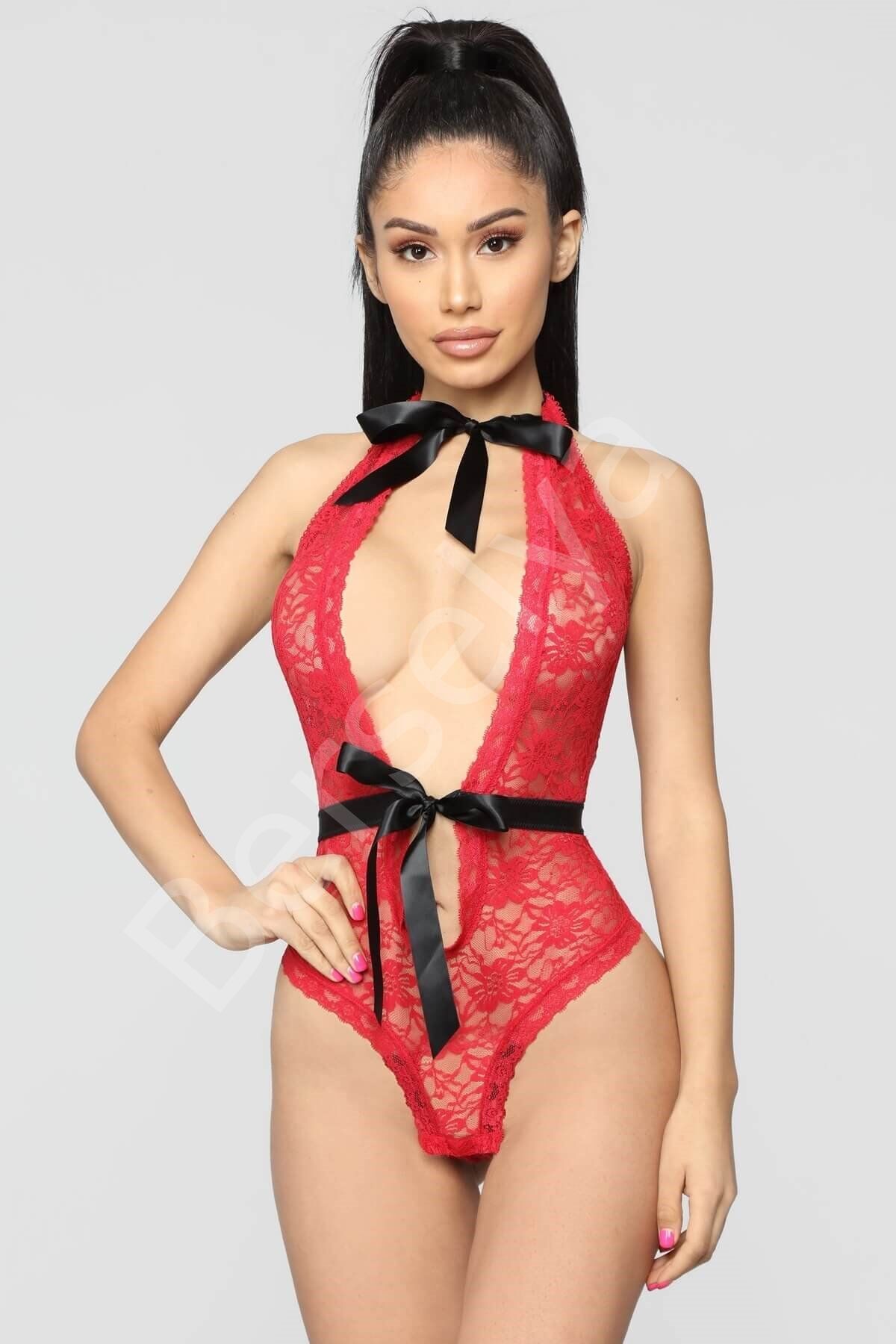 Boyun Ve Bel Kısmı Fiyonklu Babydoll 3209