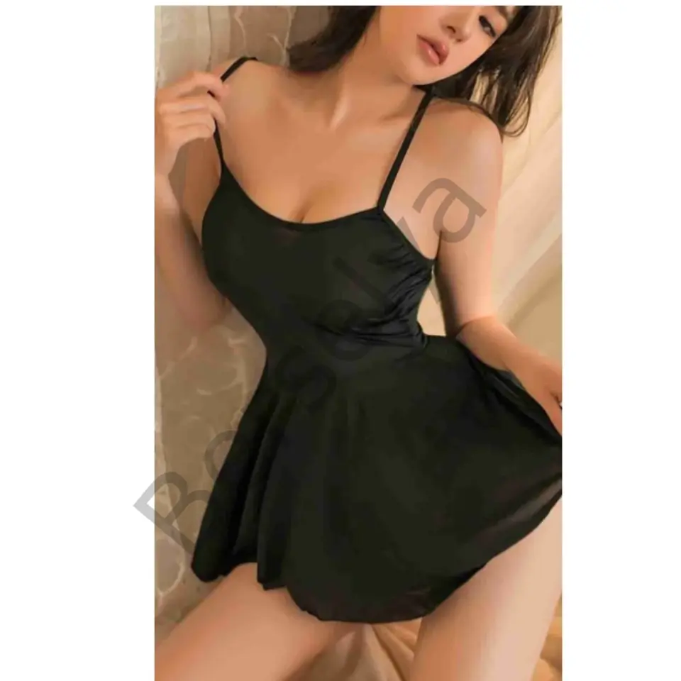 Fantezi Siyah Seksi Mini Elbise Fantezi Gecelik