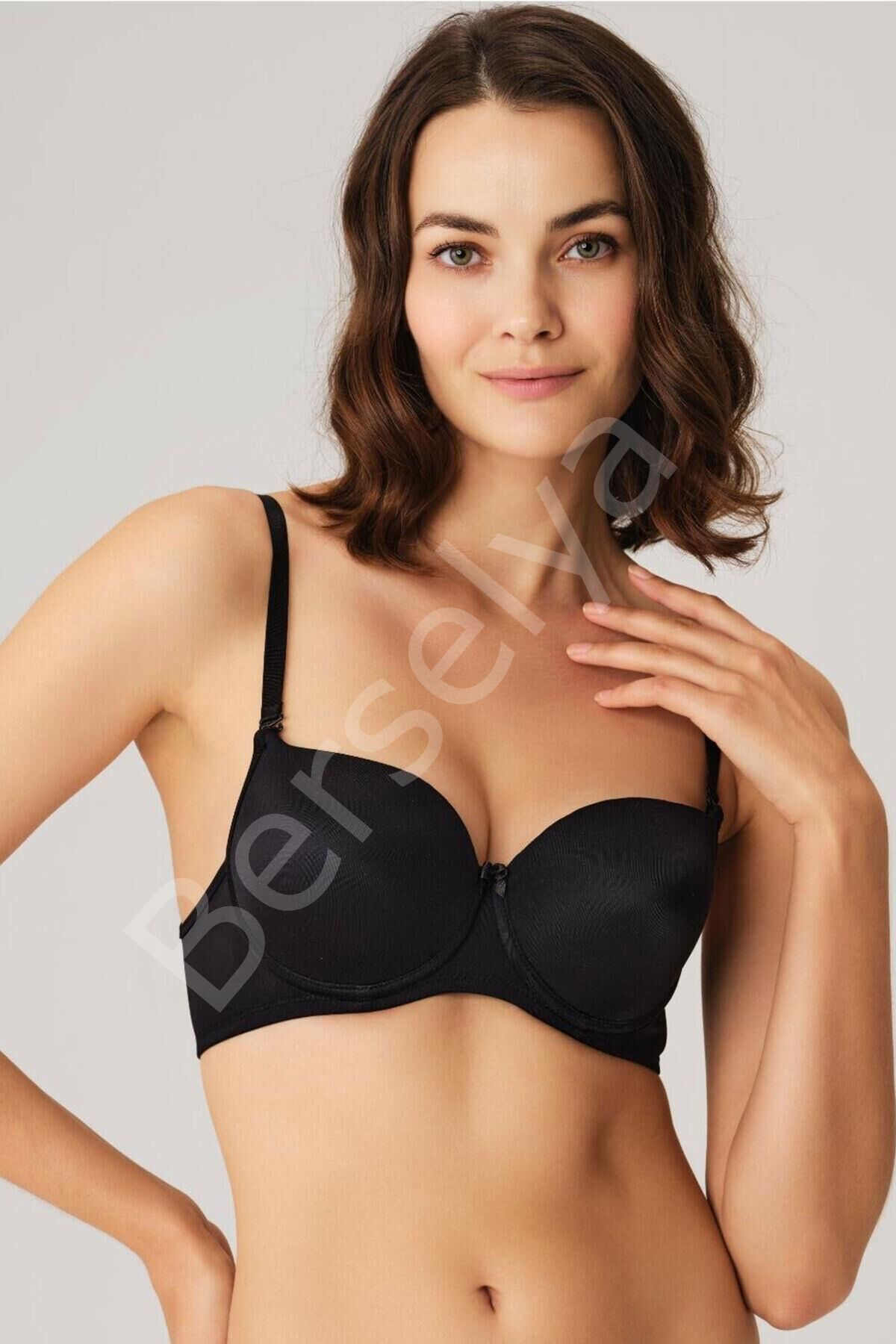 Balenli Desteksiz Dolgusuz Askıları Çıkabilen Günlük Klasik T-shirt Sütyeni