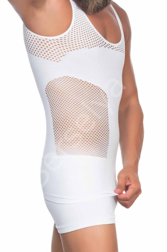 Beyaz Mı Emay E1006 Fileli Erkek Korse Atlet