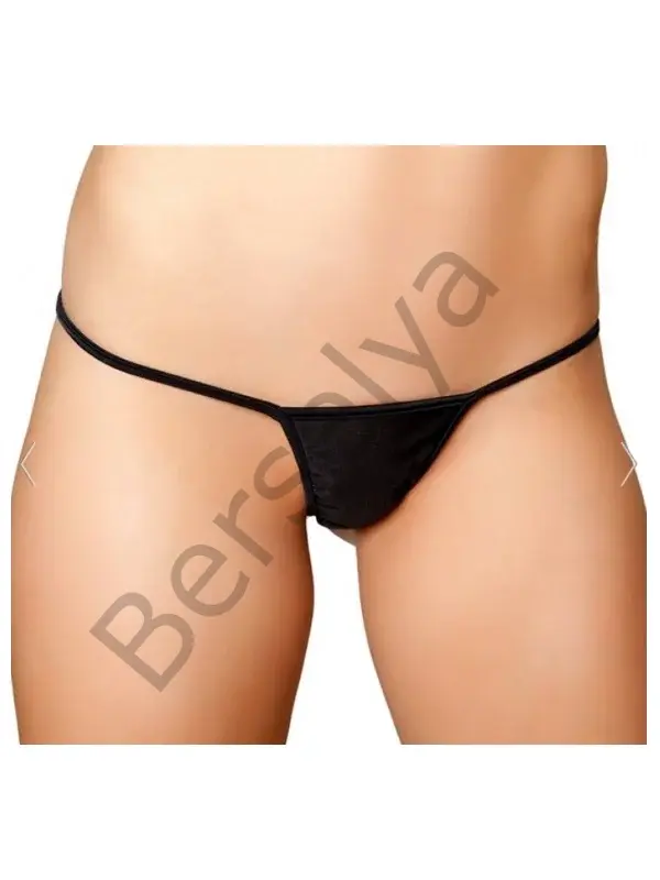 Fantezi Siyah Lame String Tanga