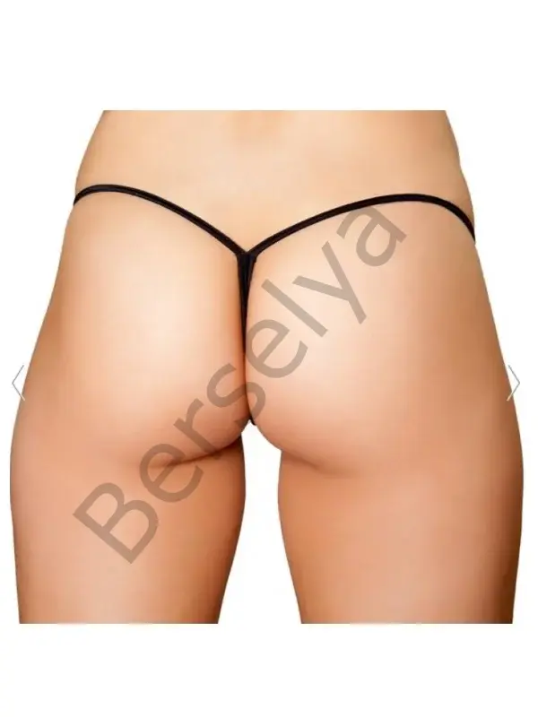 Fantezi Siyah Lame String Tanga
