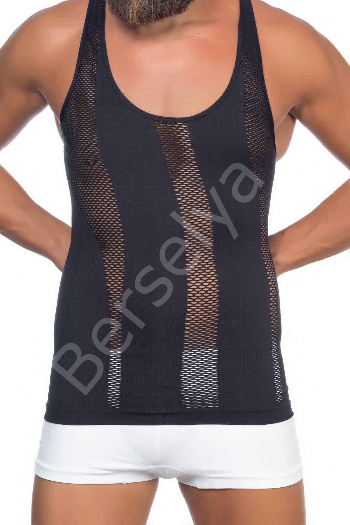 Siyah Mı Emay E1009 Fileli Erkek Korse Atlet