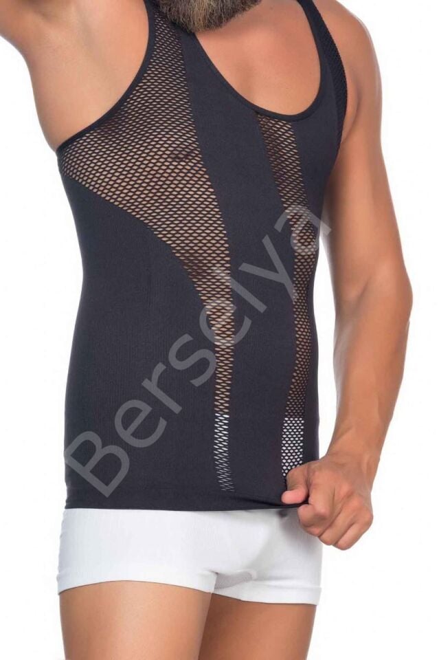 Siyah Mı Emay E1009 Fileli Erkek Korse Atlet