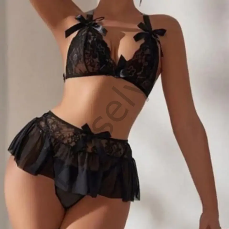 Fantezi Siyah Dantelli Mini Etekli Babydoll