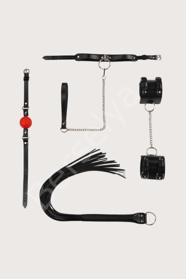 5li Deri Fantezi Siyah Harness Set Özel Tasarım Premium Model 800714s