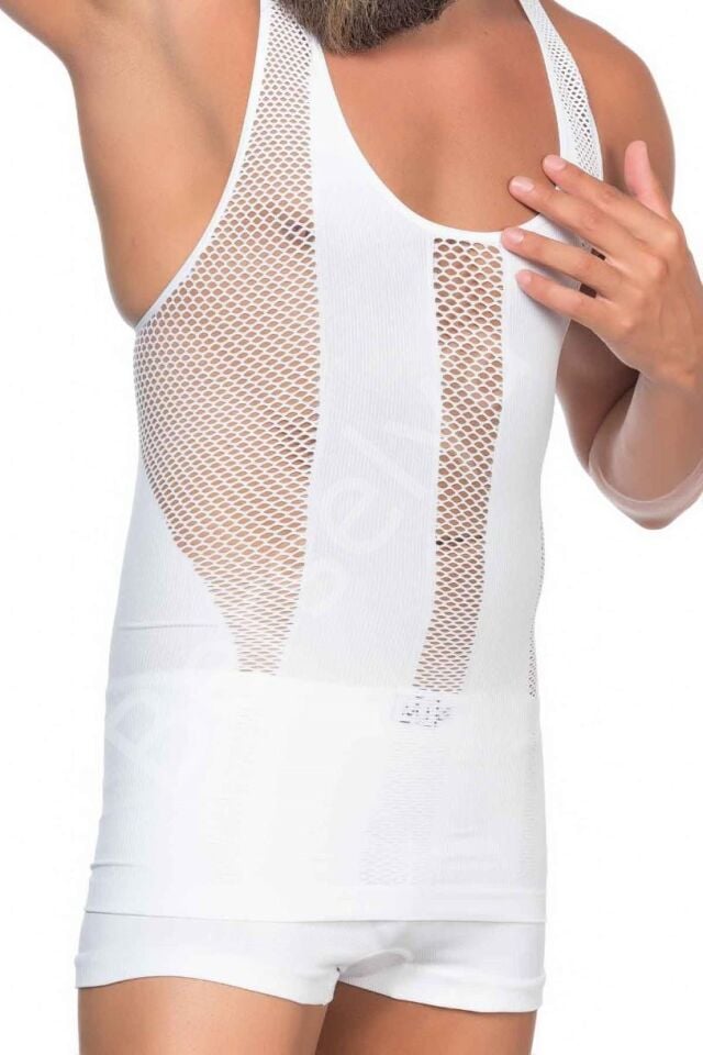 Beyaz Mı Emay E1009 Fileli Erkek Korse Atlet