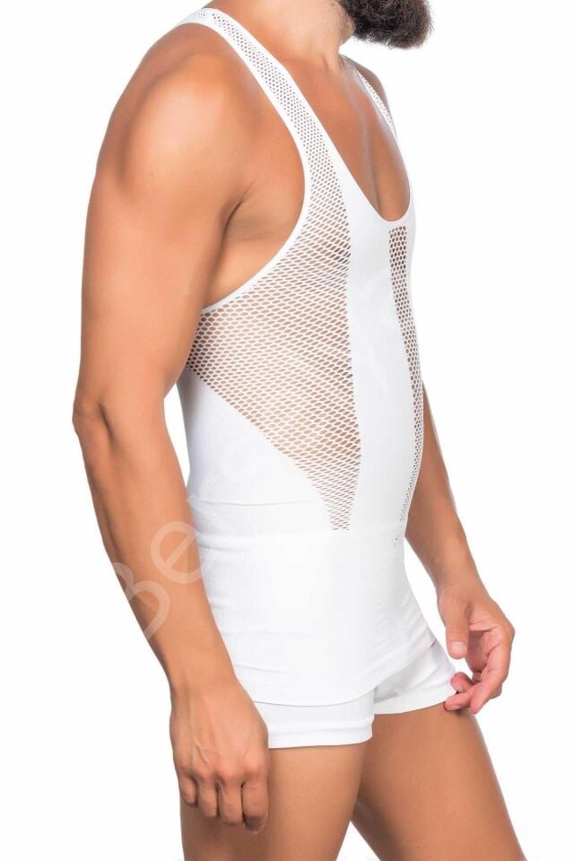 Beyaz Mı Emay E1009 Fileli Erkek Korse Atlet