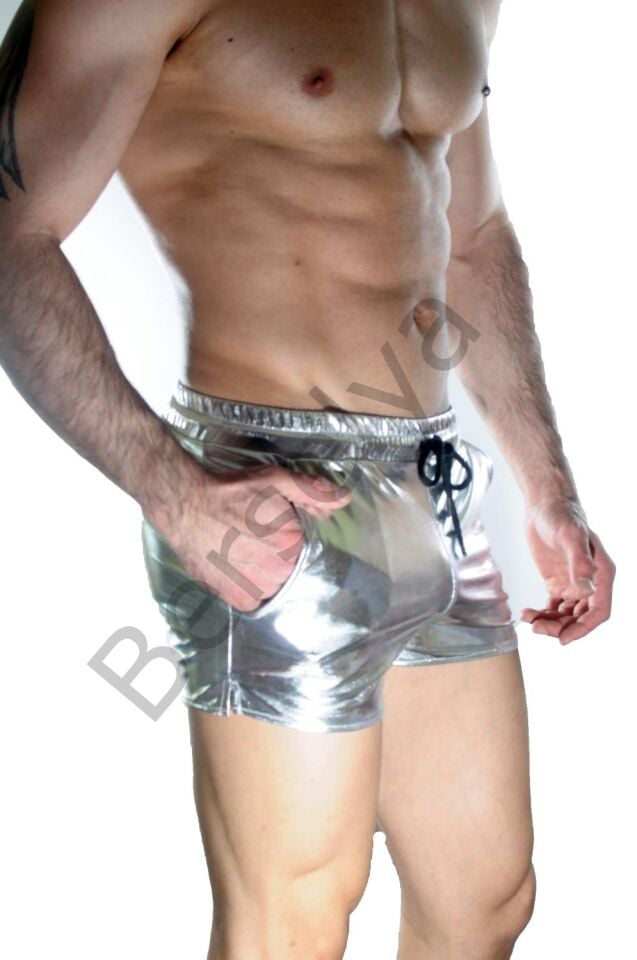 Erkek Gümüş Lame Short