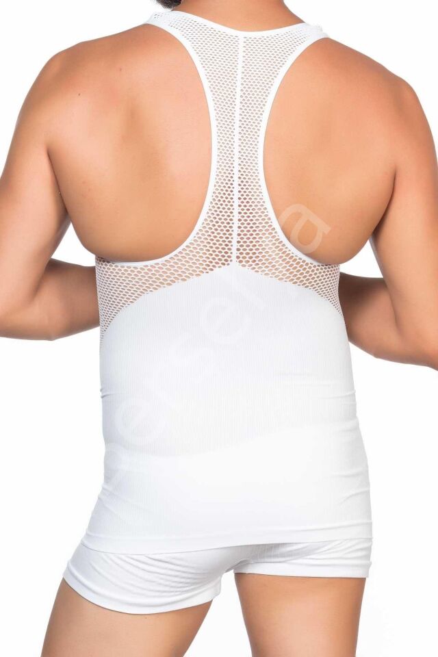 Beyaz Mı Emay E1009 Fileli Erkek Korse Atlet