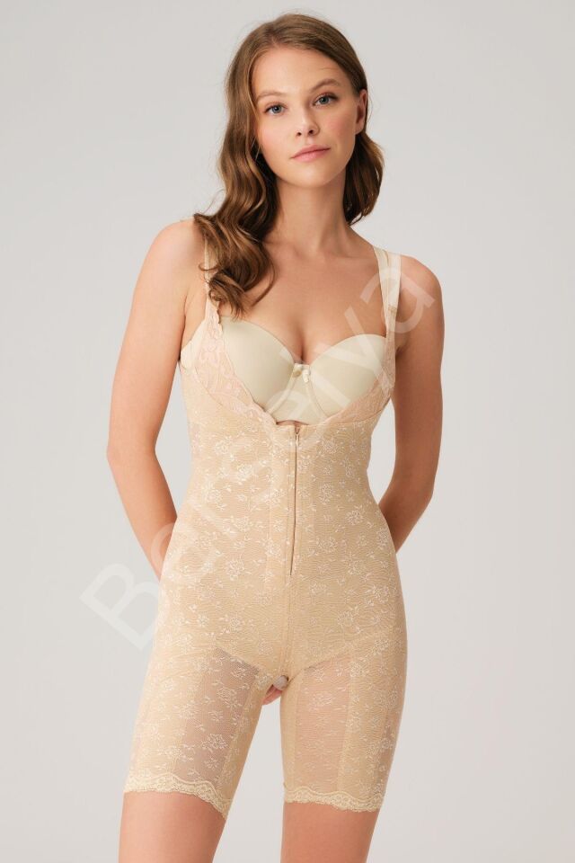 Toparlayıcı Vücut İnceltici Dikişli Fermuarlı Uzun Paca Altı Açık Sıkı Badi Korse