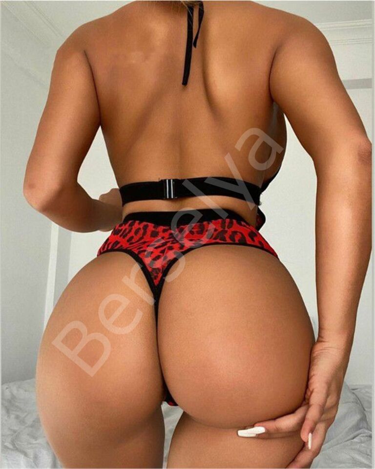 Kırmızı Leopar Desenli Dantel Detaylı Fantazi Mayokini