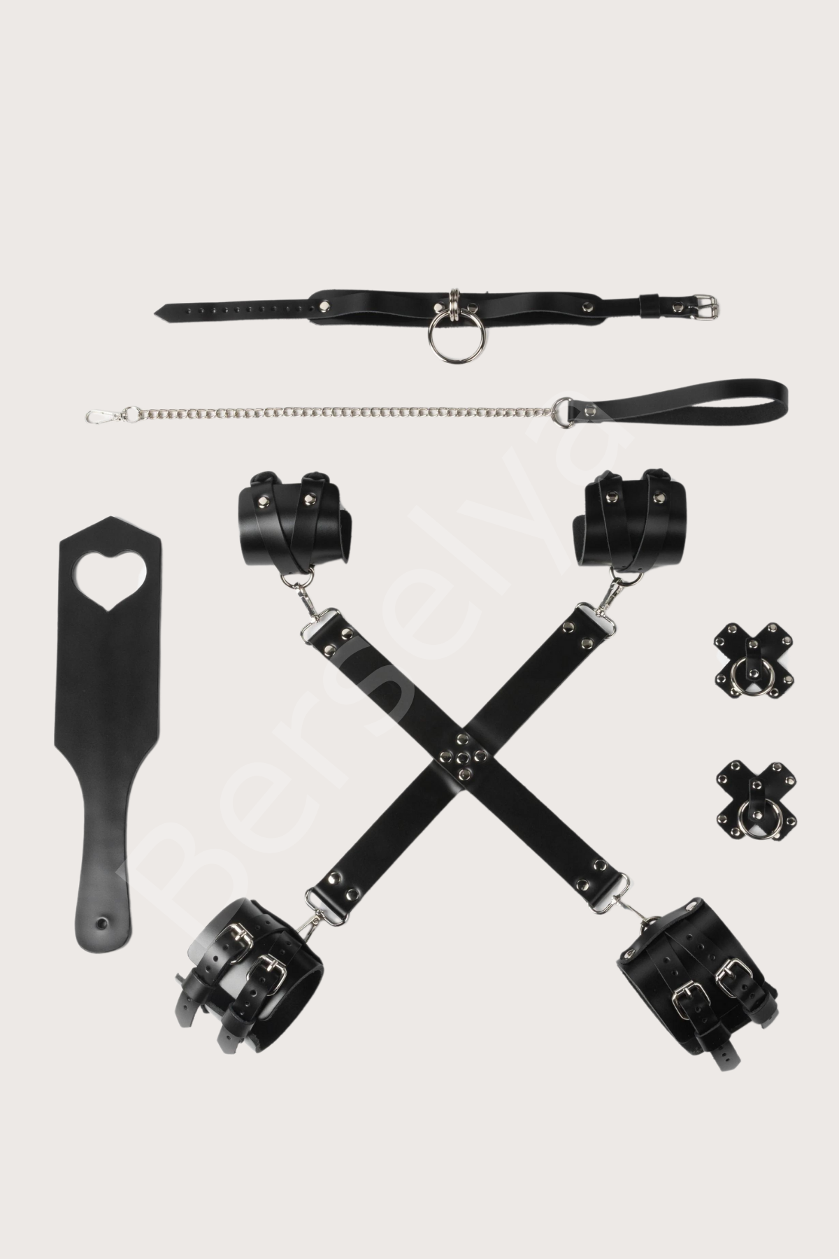 5li Fantezi Siyah Harness Deri Set Özel Tasarım Premium Model 800715s