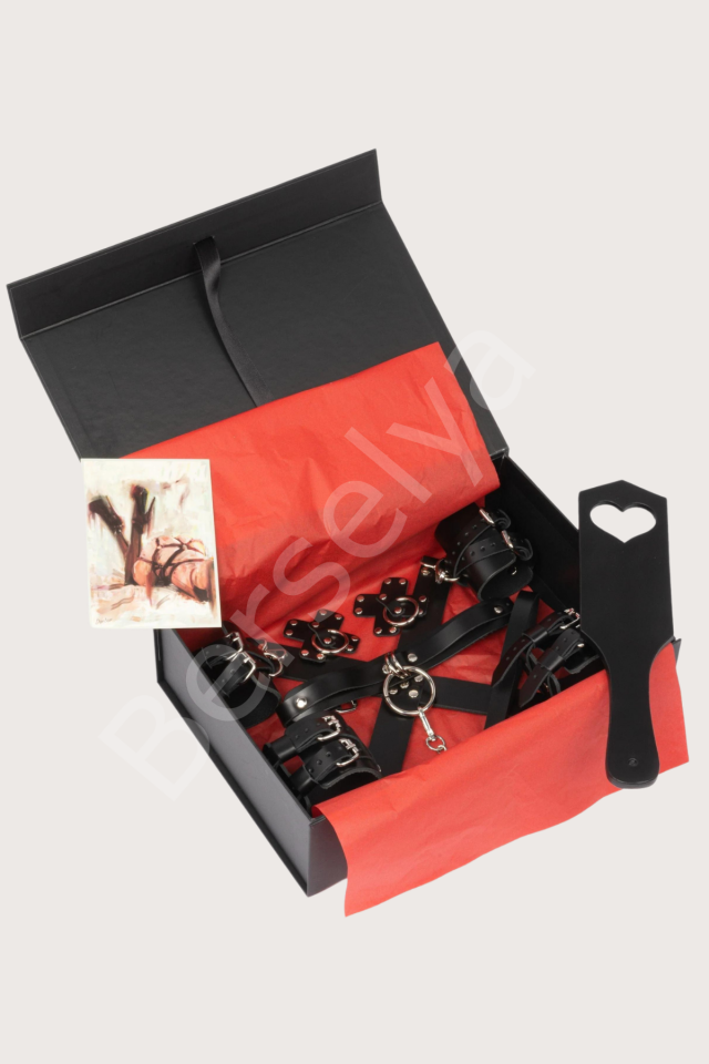 5li Fantezi Siyah Harness Deri Set Özel Tasarım Premium Model 800715s