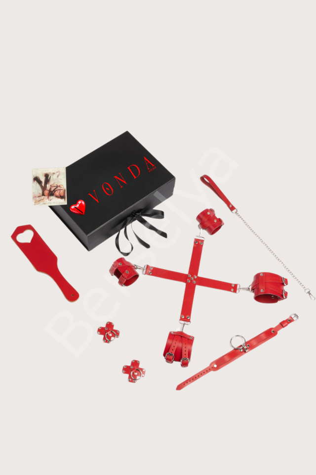 5li Fantezi Kırmızı Harness Deri Set Özel Tasarım Premium Model 800715k