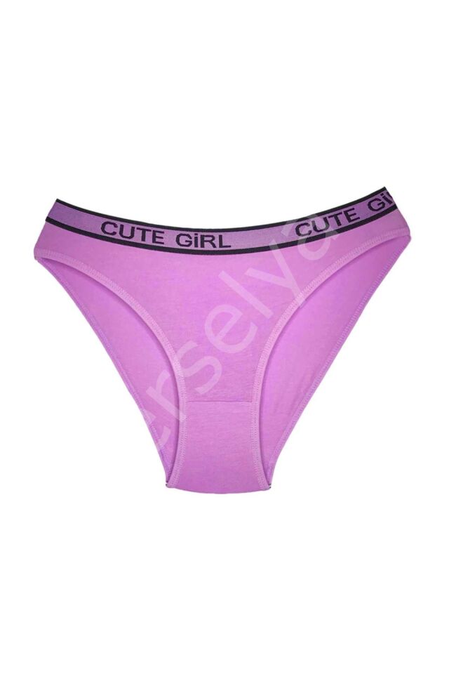 5 Adet Beli Yazılı Pamuklu Kalın Lastik Kadın Slip Külot