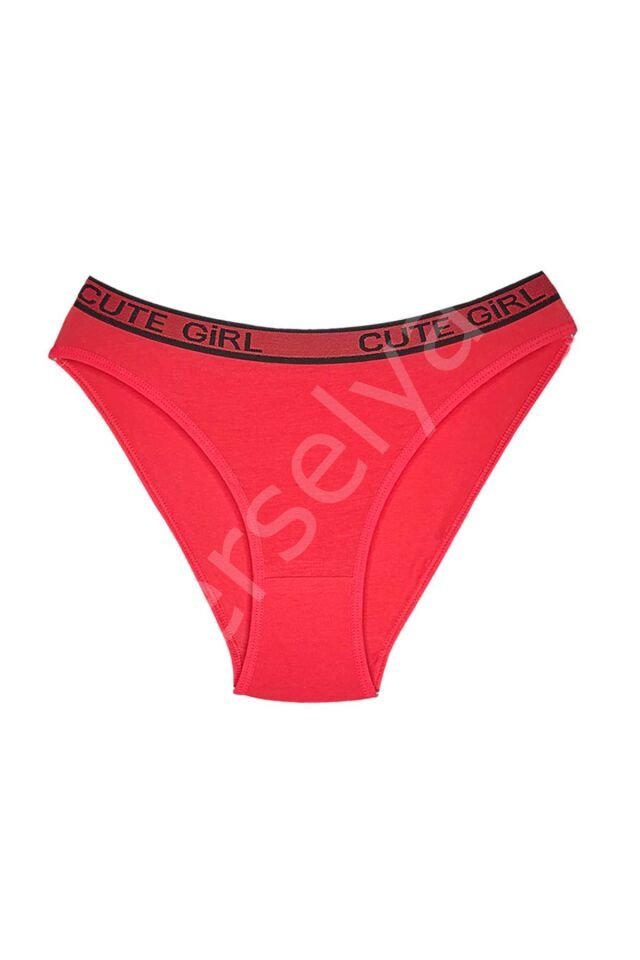 5 Adet Beli Yazılı Pamuklu Kalın Lastik Kadın Slip Külot