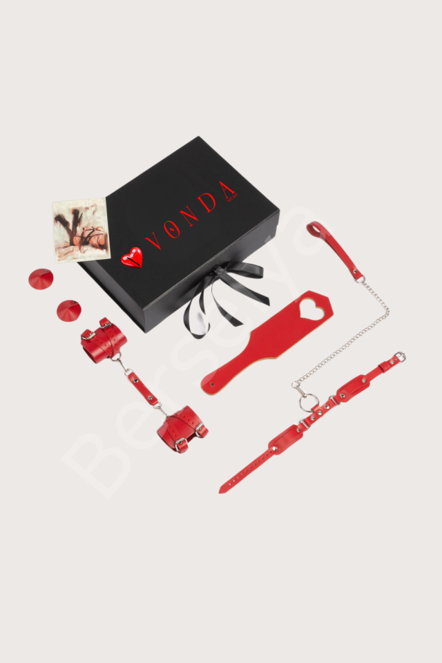 6 Lı Harness Deri Fantezi Sexi Kostüm Özel Tasarım Premium Kırmızı Model 800717k