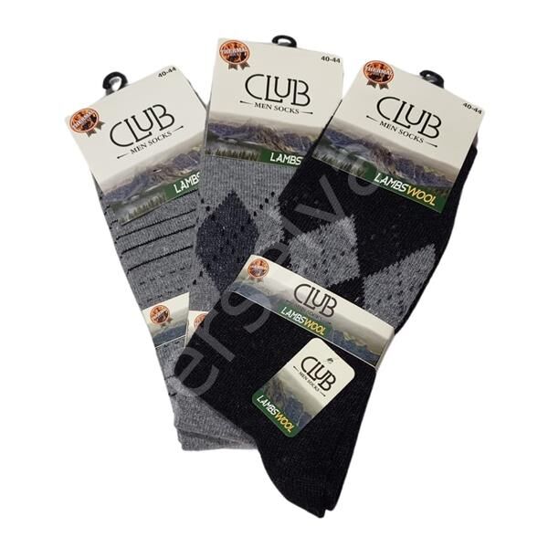 Club Lamswool Yün Erkek  Kışlık Çorap 3 Adet