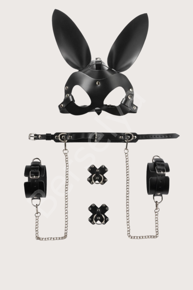 5li Fantezi Harness Deri Set Özel Tasarım Premium Model Siyah 800718s