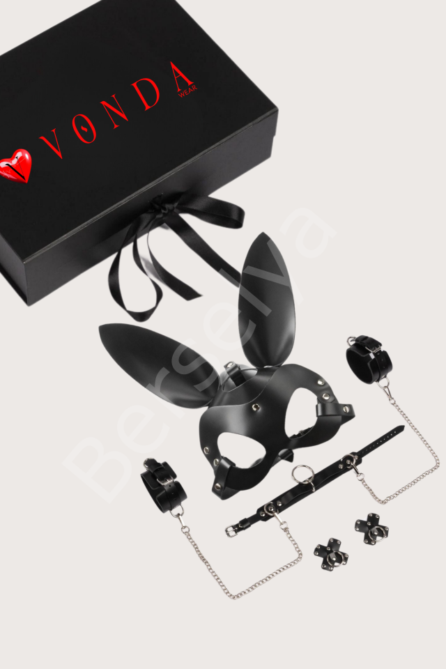 5li Fantezi Harness Deri Set Özel Tasarım Premium Model Siyah 800718s
