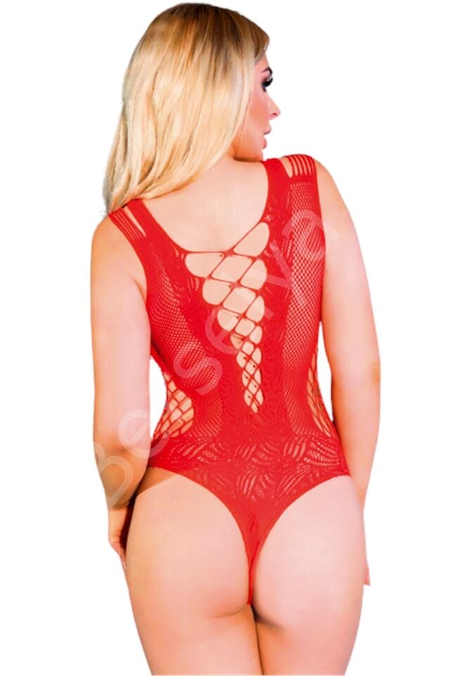 Kadın Kırmızı Göğüs Dekolteli Fantezi Mayokini